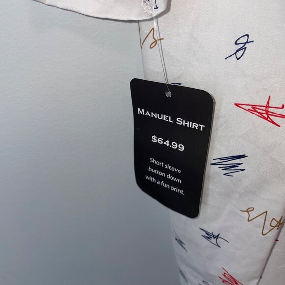 Winston Men's 5XL White Short Sleeve Button-Down Manuel Shirt Scribble Print - Picture 5 of 7